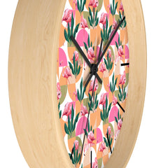2882Time™ Retro Pink Flamingo Geometric Clock