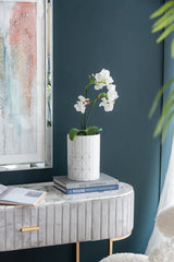 White & Silver Geometric Ceramic Planter, Available in 2 Sizes