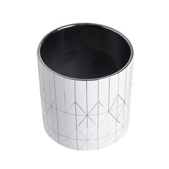 White & Silver Geometric Ceramic Planter, Available in 2 Sizes