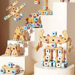 126-Piece Creative Wooden Construction & Tool Set Early Education