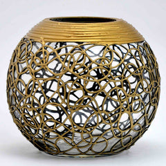 Handpainted Glass Vase | Gold Infinity | Painted Pink Flowers Art Glas