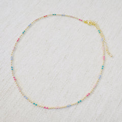 Color Pop Ball Chain Necklace – Dainty Beaded Chain with a Playful