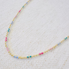 Color Pop Ball Chain Necklace – Dainty Beaded Chain with a Playful