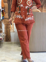 Elegant Embroidered Cotton Flex Coord Set