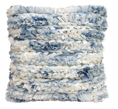 Vibhsa Blue & White Furry Throw Pillow 22x22
