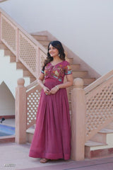Mauve Pink Embroidered Anarkali Gown for Festive and Party Wear