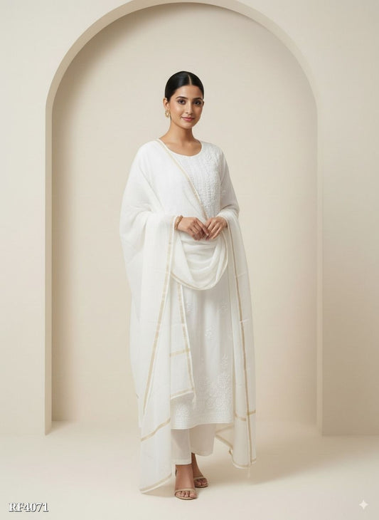 Lucknowi Chikankari Handwork Kurti & Dupatta Set