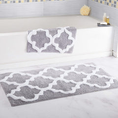 Bedford Home 100 Percent Cotton 2 Piece Trellis Bathroom Mat