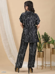 Black Ridaa Satin Co-ord Set For Women |casual Co-ord Set For Women