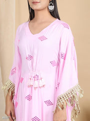 Ridaa Rayon Women's Printed Kaftan Kurta Pant Set For Women Stylish Kaftan Set