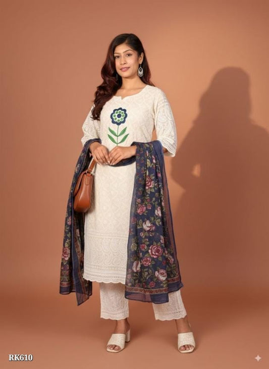 Chicken Kurti Pant Set with Dupatta