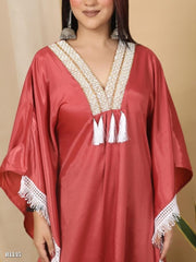 Ridaa Women's Crepe Kaftan Kurti With Pant Set