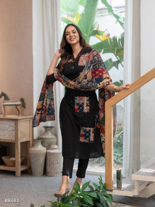 Original Patch work on kurti with kantha handwork on kurta nd sleves