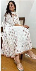 Anarkali chikankari Kurti with Mirror Embroidery Work