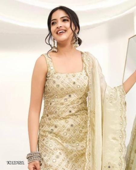 Embroidered Kurti Palazzo Dupatta Set for Women