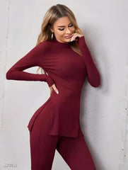 Ribbed Set Long Top -Co-ord Set