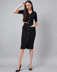 New Crop Blazer With Button Detail Skirt