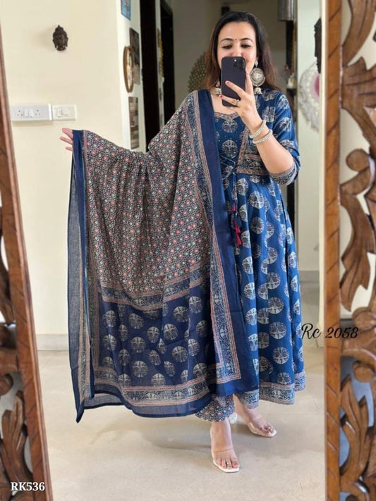 Jaipuri cotton amazing A-line suit set