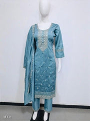 Heavy quality vichitra silk kurti pant dupatta set