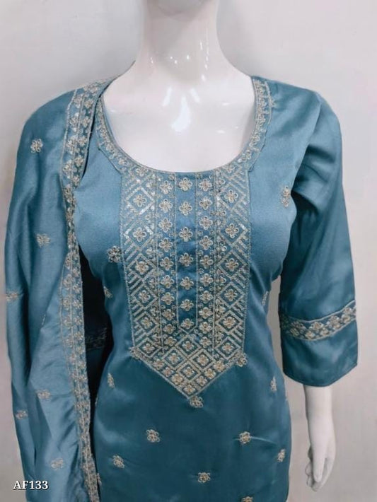 Heavy quality vichitra silk kurti pant dupatta set