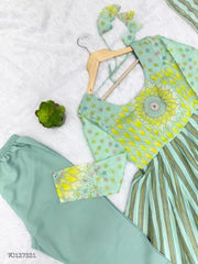 Soft Fox Georgette Leheriya Print Gown with Dupatta for Dresses & Gowns