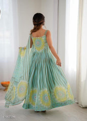 Soft Fox Georgette Leheriya Print Gown with Dupatta for Dresses & Gowns