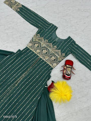 Embroidered Fox Georgette Gown with Lehenga, Choli and Shrug for Festivals