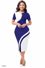 Women's Colorblock Bodycon Midi Dress with Keyhole Neck