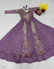 Women Purple Embroidered Lehenga Choli Set with Dupatta