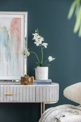 White & Silver Geometric Ceramic Planter, Available in 2 Sizes