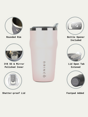DRINCO 20oz Insulated Tumbler Beer Mug-Bottle Opener THOR-(Pale Pink)