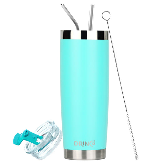 DRINCO® 20oz Insulated Tumbler w/Spill Proof Lid, 2 Straws(Teal)