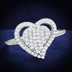 TS192 - Rhodium 925 Sterling Silver Ring with AAA Grade CZ in Clear