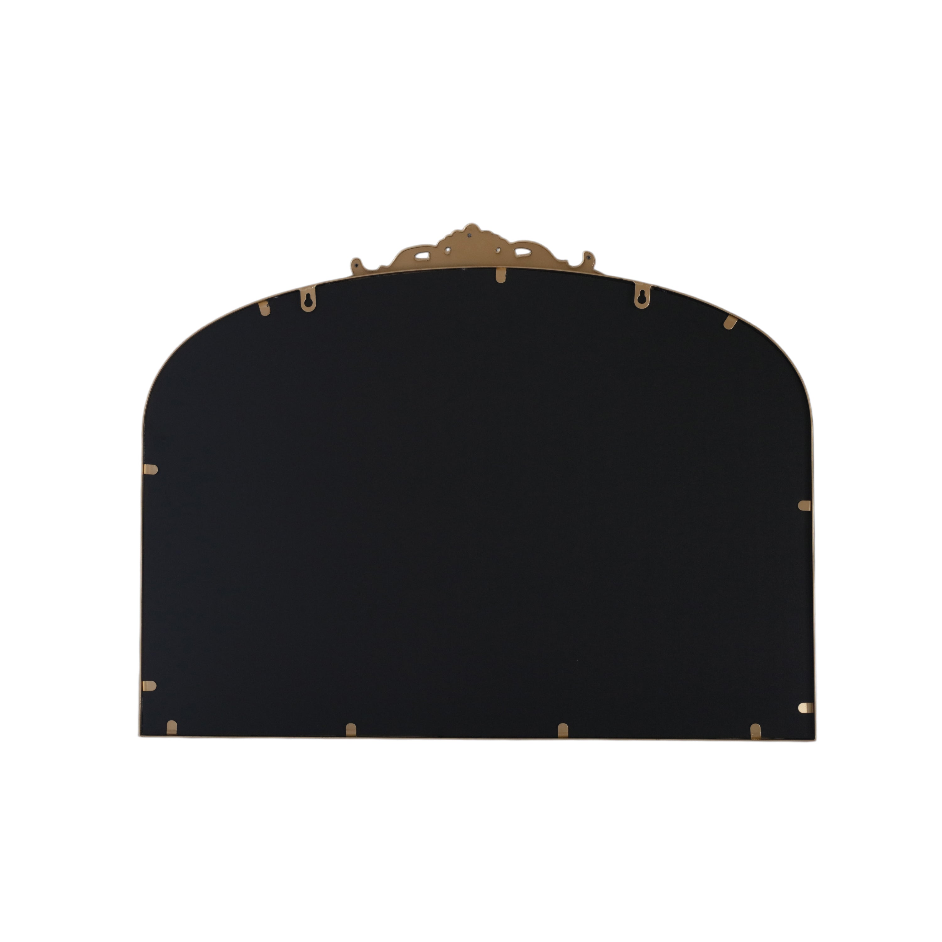Wide French Baroque Arched Wall Mirror with Ornate Metal Frame for