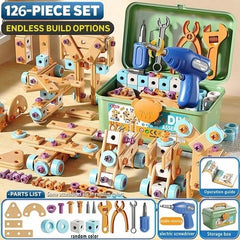 126-Piece Creative Wooden Construction & Tool Set  Early Education