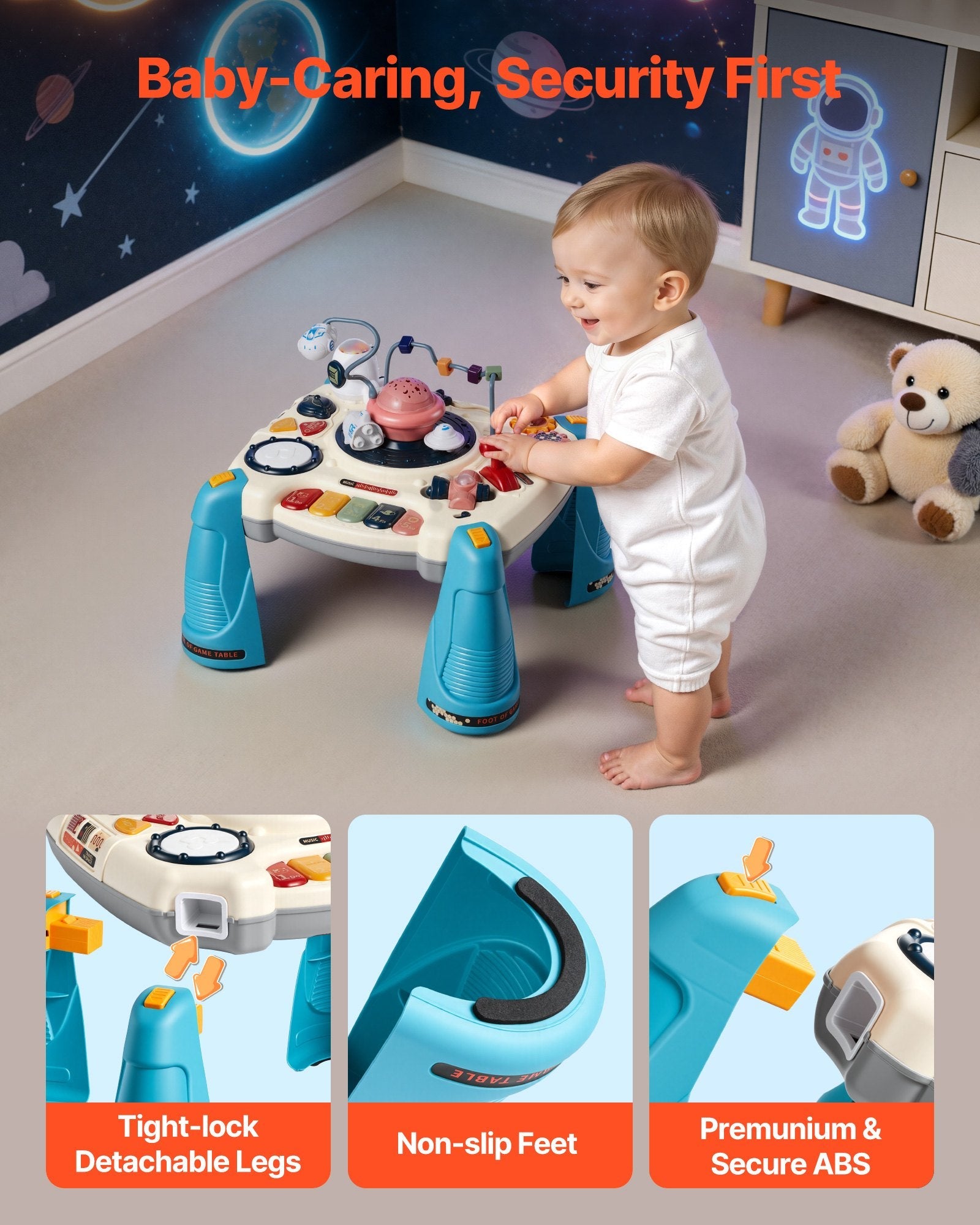 Baby Spacecraft Musical Table Toys For 1-3 Years Old, Learning