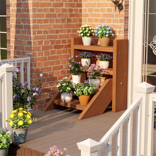 Compact Easy-Assemble Wooden Plant Stand, Succulent Seedling Pot Rack