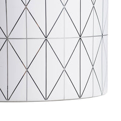 White & Silver Geometric Ceramic Planter, Available in 2 Sizes