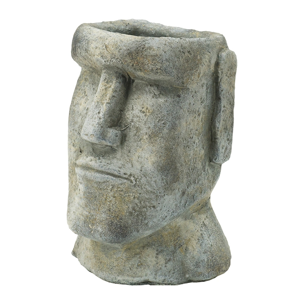 Easter Island Head Cement Planter, 5 × 5.5 × 9 in