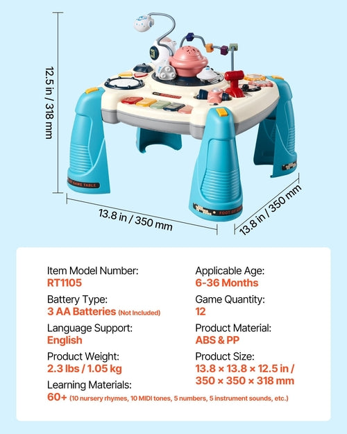 Baby Spacecraft Musical Table Toys For 1-3 Years Old, Learning