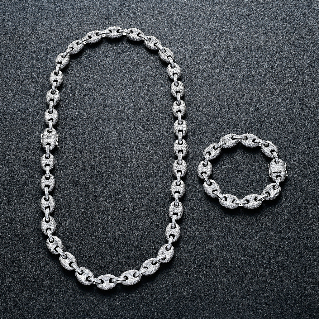 Men's Pig Nose Chain, Button Necklace, Hip Hop Necklace