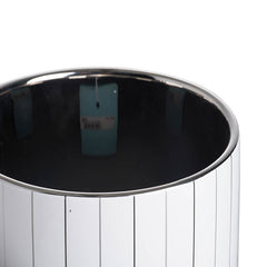 White & Silver Geometric Ceramic Planter, Available in 2 Sizes