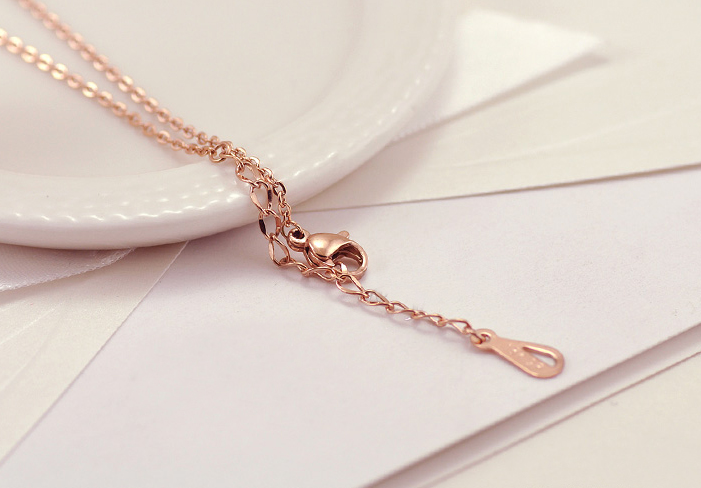 Totoro Necklace, Wealth Necklace, Rose Gold Titanium Steel