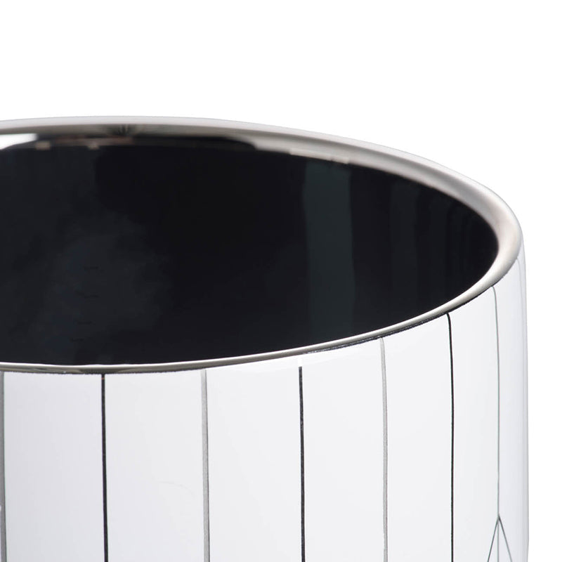 White & Silver Geometric Ceramic Planter, Available in 2 Sizes