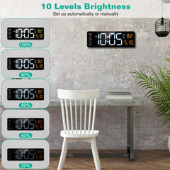 15.7in LED Digital Wall Clock With Remote Control 10 Level Brightness
