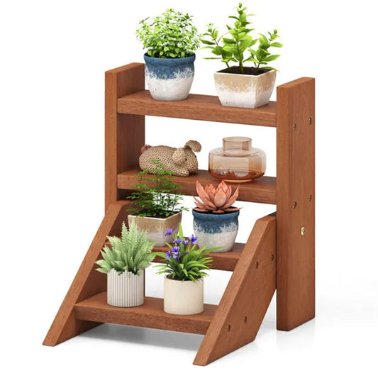 Compact Easy-Assemble Wooden Plant Stand, Succulent Seedling Pot Rack
