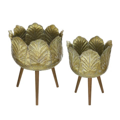 set of 2 metal planters