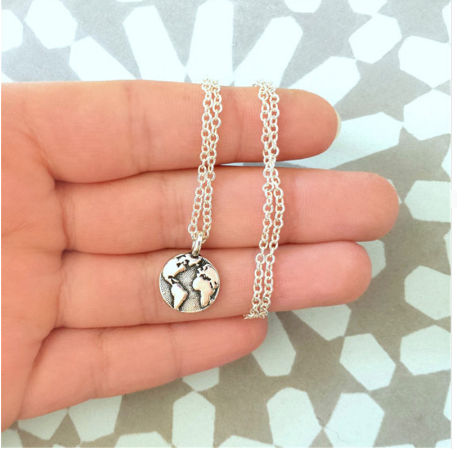 Map Pendant Necklace - Small Globe Map Necklace