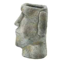Easter Island Head Cement Planter, 5 × 5.5 × 9 in