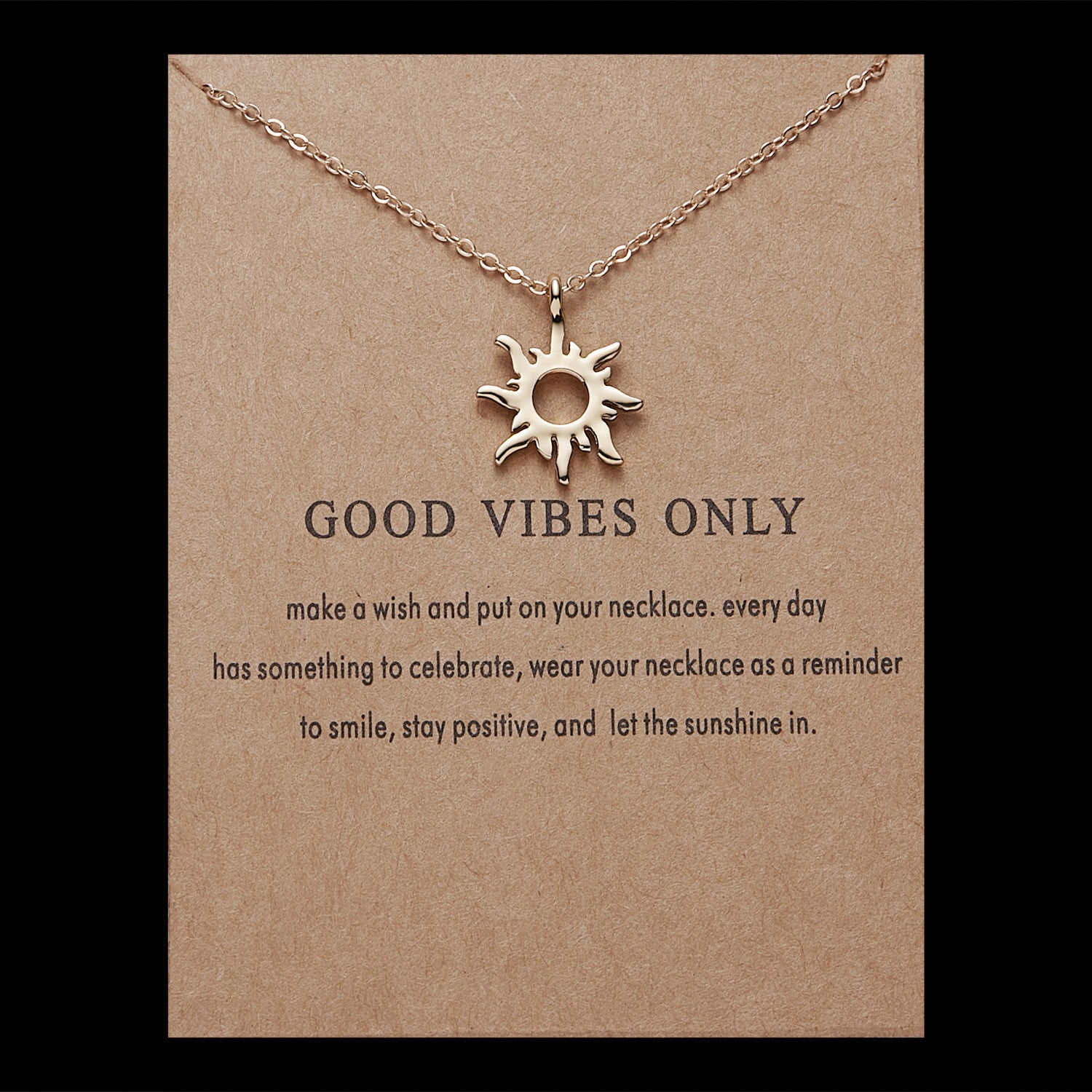 Sun Alloy Necklace on Paper Card - Sun Pendant Necklace